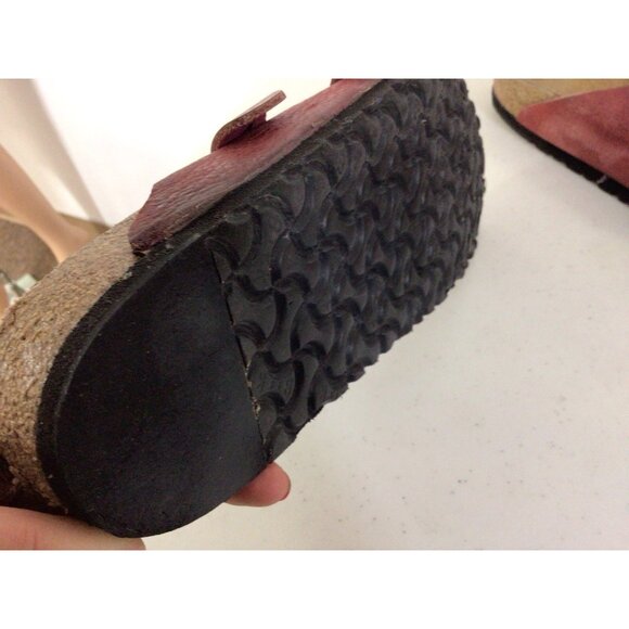 Birkenstock Arizona Sandals Red Leather Birko Flat Slide Womens 42 - Picture 3 of 9